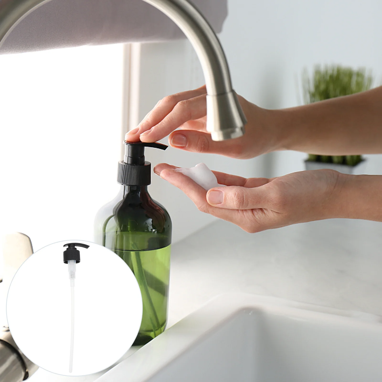 

4Pcs 28mm Black Foundation Bottle Pump Replacement for Viscous Products Home Use Plastic Press Pump Head Press Head