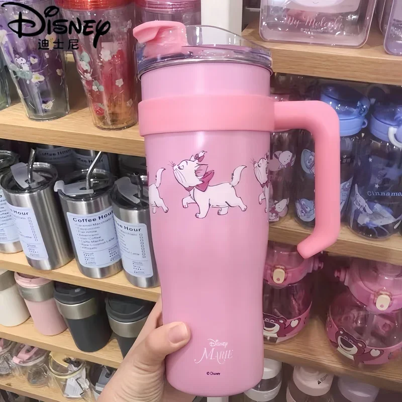 

1600ml Miniso Disney Famous Classic Mary Cat Environmentally Friendly Large-capacity Straw Water Cup Steel Cup Holiday Gift