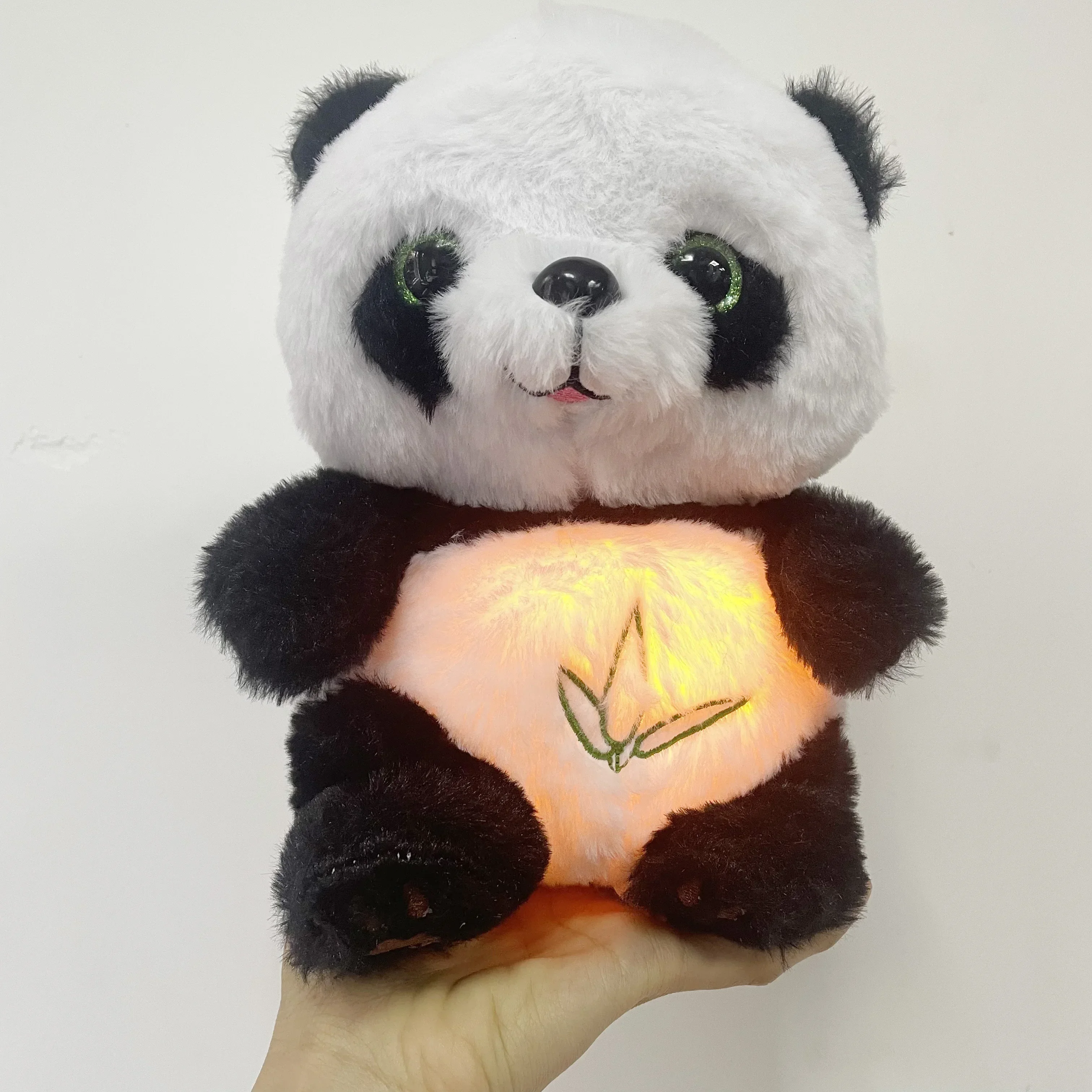 Panda respiratorio Bambino Lenitivo Peluche Bambola Giocattolo Bambino Bambini Musica lenitiva Compagno di sonno Giocattoli per bambole con suono e luce