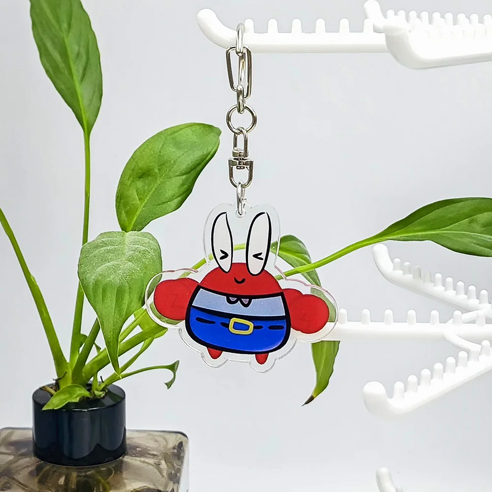 Cartoon Anime Lilo and Stitch Pendant Keychains Holder Car Key Chain Key Ring Mobile Phone Bag Hanging SpongeBob SquarePants