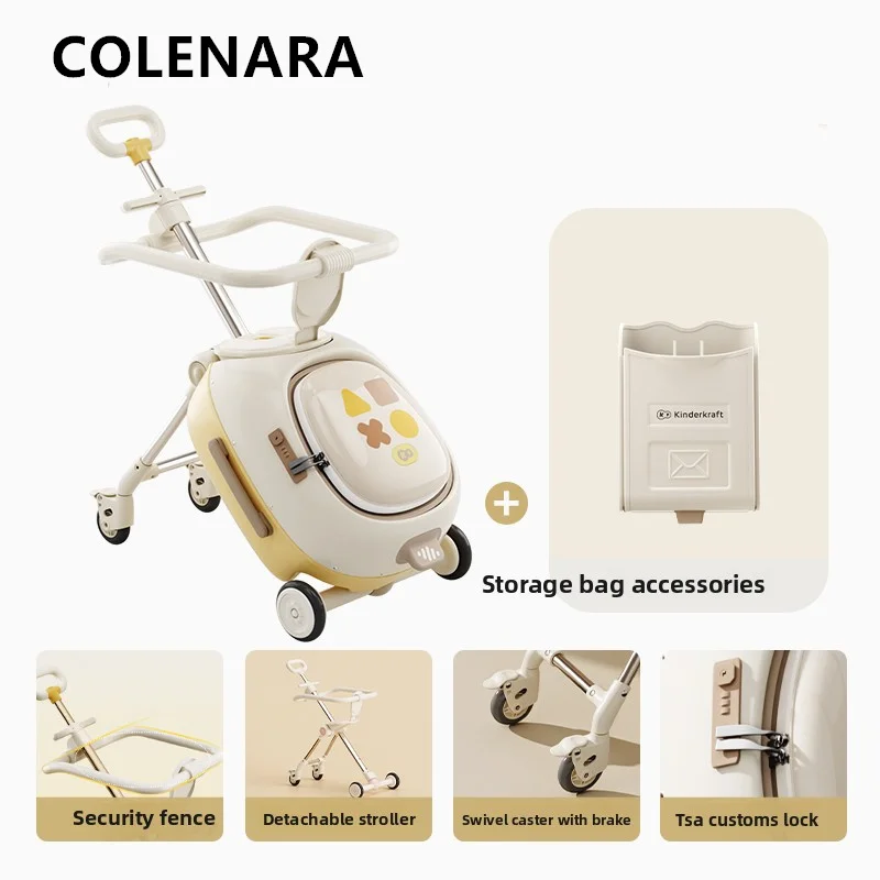 حقيبة أطفال من COLENARA صندوق صعود الكمبيوتر عالي الجودة يمكن الجلوس وركوب حقائب بعجلات للطلاب أمتعة متدحرجة عالمية