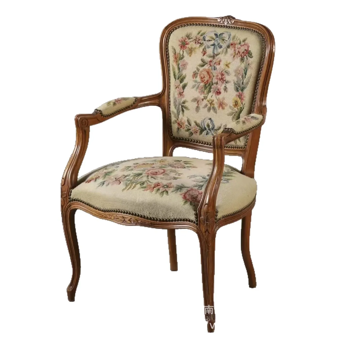 CX solid wood light luxury leather classical dining chair retro villa living room home dressing chair
