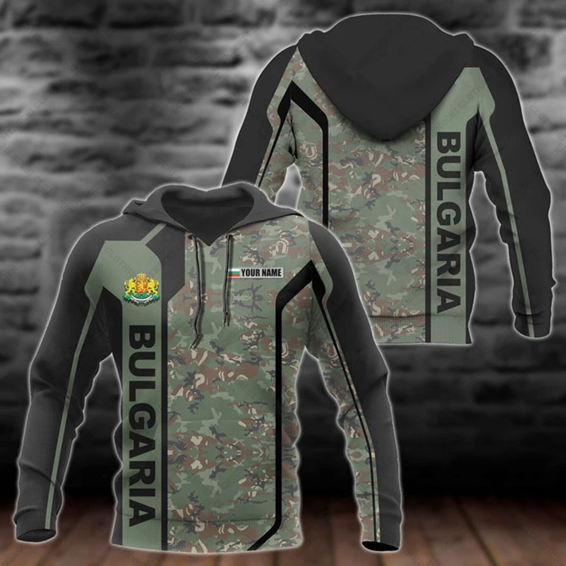 Custom Name Bulgaria Speed Style Camouflage Unisex Hoodies Loose Pullover Sweatshirts Casual Winter Clothing Oversize Streetwear