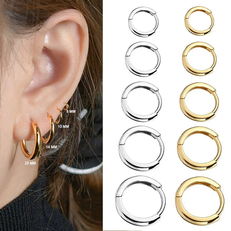 10pcs Mini Hoop Earrings Stainless Steel Earrings for Women Men Tiny Cartilage Earring Piercing Pendientes Gold Hoop Earrings