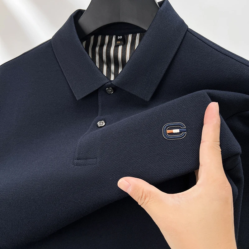 

Качественная хлопковая рубашка с длинными рукавами POLO Осенний новый модный изысканный вышивка индивидуальный дизайн гольф шелковый блузка для отдыха