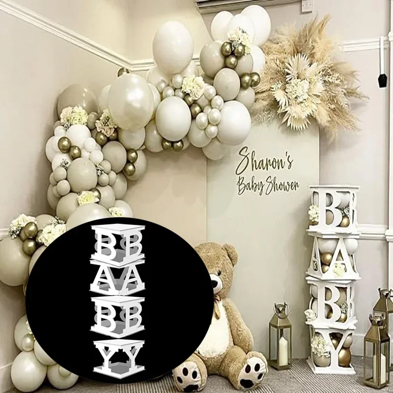 Hollow BABY Balloon Box Baby Boy Girl Block Frame Filling Balloon Box DIY Letter Baby Shower 1st Birthday Wedding Party Decor