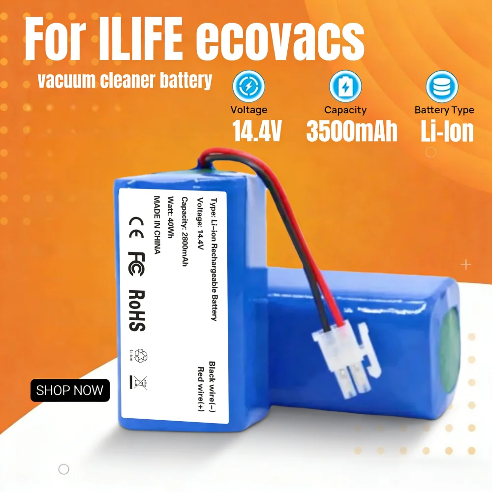 

Rechargeable Lithium Battery 14.4V 3500mAh For ILIFE ecovacs A4s, A4, A6, A9, V7, V7s Pro Robot Chuwi Robot Vacuum Cleaner