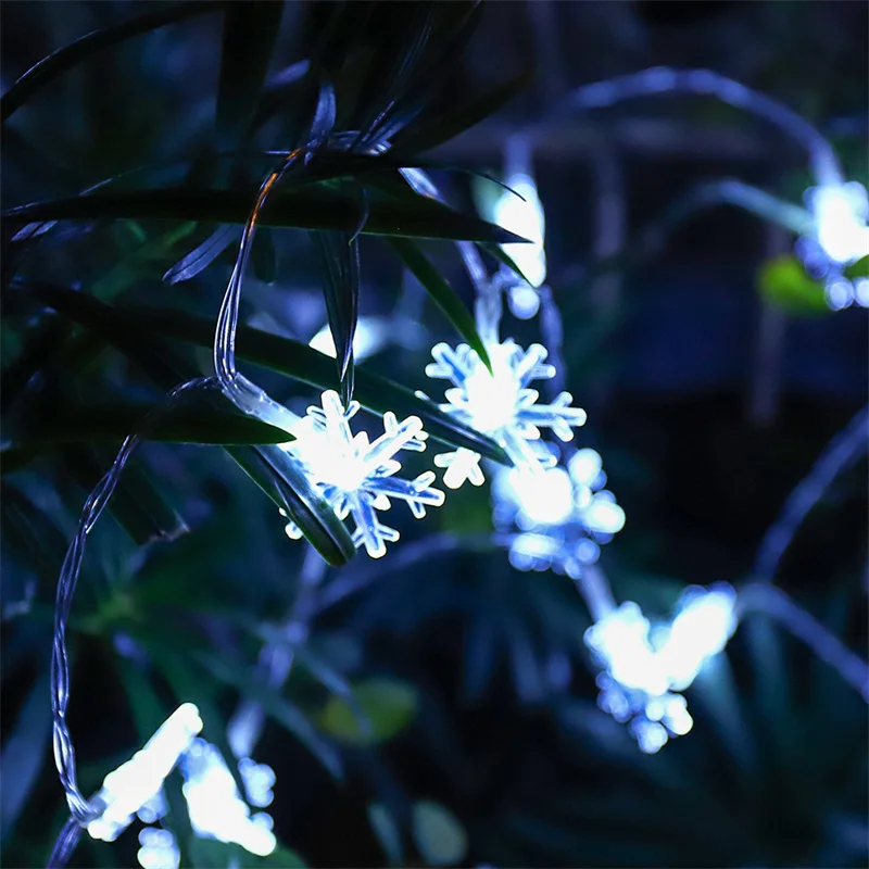 عيد الميلاد الديكور ضوء بطارية تعمل بالطاقة جارلاند سلسلة ضوء ندفة الثلج شجرة عيد الميلاد LED الجنية ضوء السنة الجديدة هدية عيد الميلاد