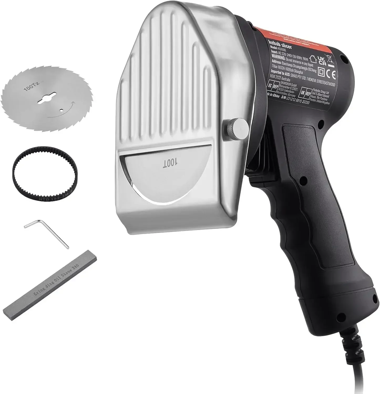 

110V Electric Shawarma 80W Professional Turkish Kebab Knife Stainless Steel Commercial Gyro Cutter 2800 RPM With 2 Blades
