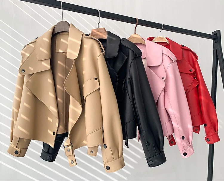 Genuine Sheepskin Leather Biker Jacket - Womens Winter Spring Coat