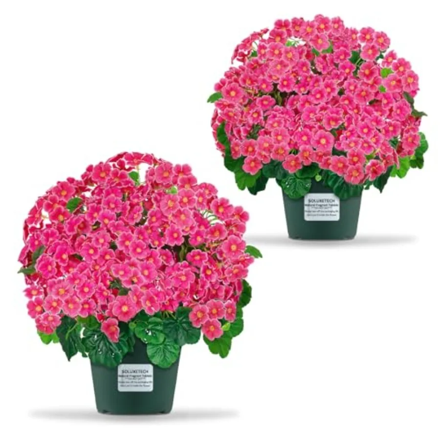 

Artificial Handmade Geraniums with Flowers Scent 2 Pots Purple Lavender Lifelike Faux Geraniums Bushes Fake Flowers for Wedding