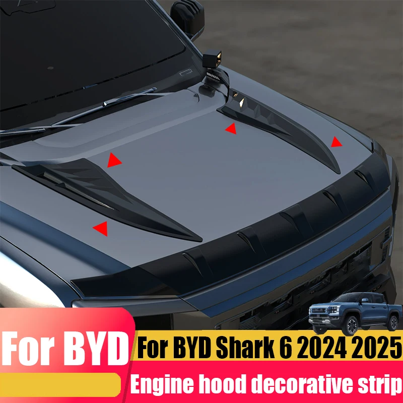 

ABS front engine hood decorative strip modification car exterior decoration accessories wear-resistant For BYD Shark 6 2024 2025
