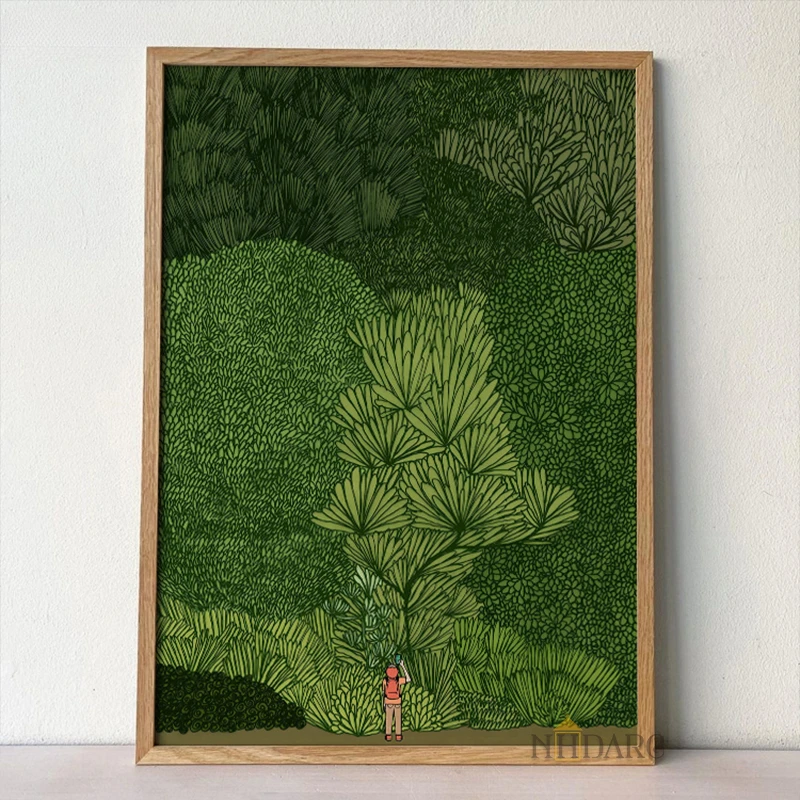 Arte de pared Simple escandinavo, exploración de jungla de bosque verde, póster de lienzo HD, impresión para el hogar, dormitorio, decoración de la sala de estar