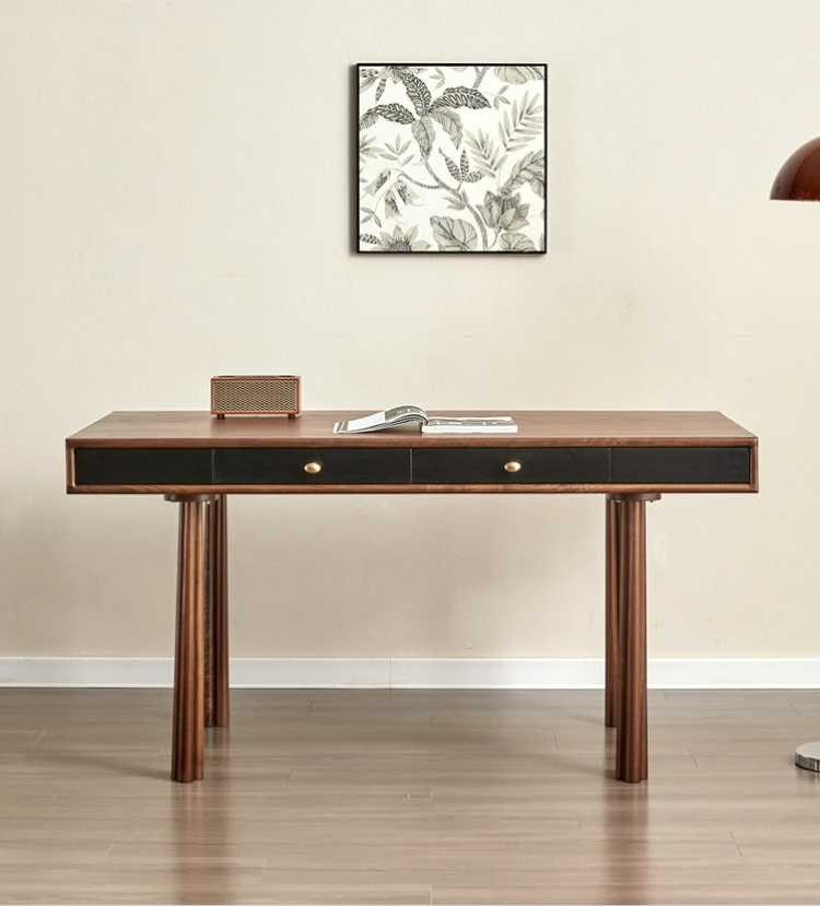 

Простой компьютерный стол из черного ореха, современный, из массива дерева