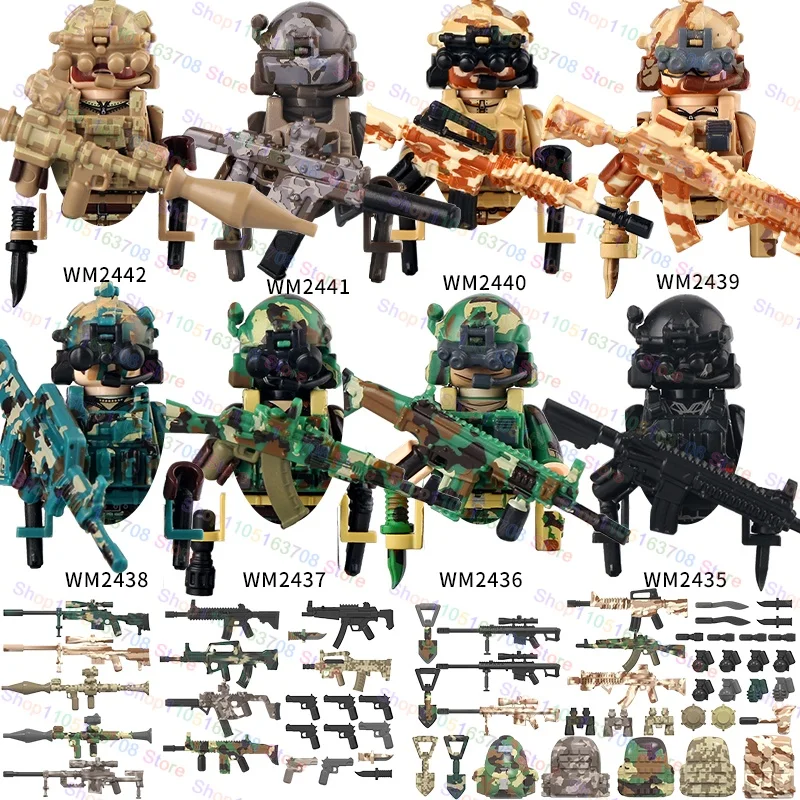 MOC – blocs de construction militaires en briques, Mini soldats d'action, accessoires, figurines, jouets d'assemblage, cadeaux de noël, WM6147