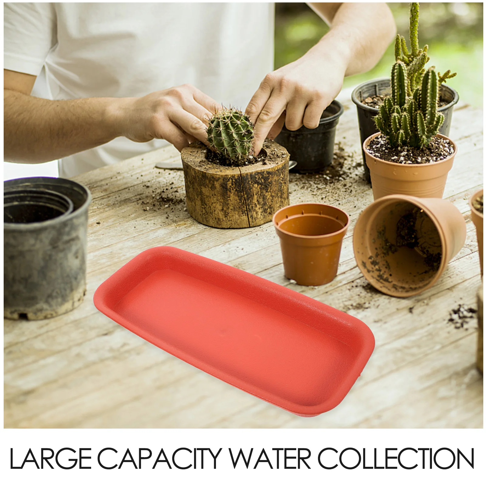 4Pcs Rectangle Plant Saucer Set Deep Groove Waterproof Tray for Indoor Plant Pots Leak Proof Floor Protection Easy Clean Plastic