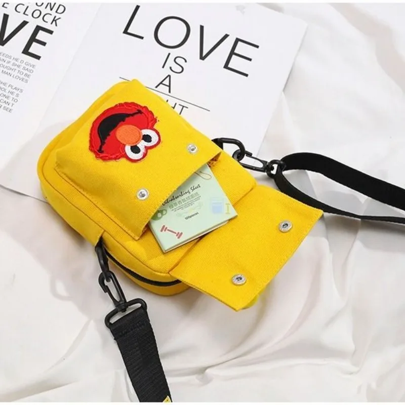 Sesame Street Elmo trendy versatile canvas bag anime peripheral cartoon cute student cross-body shoulder bag casual small bag image 5