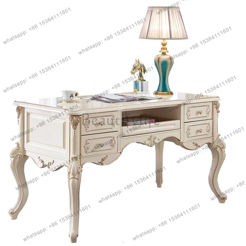 

All solid wood European style desk study furniture set combination writing French desk home office computer desk