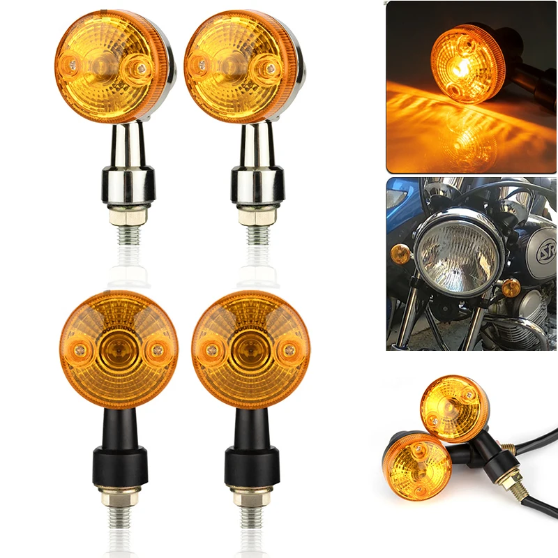 

1Pair Universal Motorcycle Turn Signal Lights 12V Retro Round Indicator Mini Lamp Amber Flashers for Kawasaki Suzuki Honda Parts