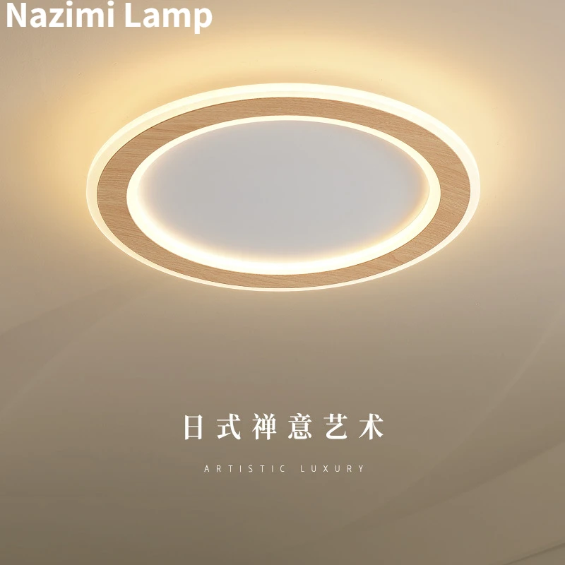 

Simple Modern Study Lights Bedroom Japanese Lamps Wood Art Decoration Log Ceiling Lights Led Nordic Solid Wood Living Room Round