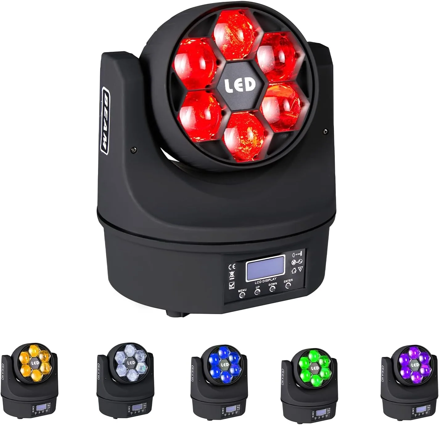 6X15W Mini Bee Eye Moving Head DJ-Licht, 90W LED RGBW Bühnenlicht mit Rotierendem Strahleffekt, DMX Soundsteuerung Fernbedienung Geeignet für Party Hochzeit Bar Kirche Aufführung (RGBW 4in1)