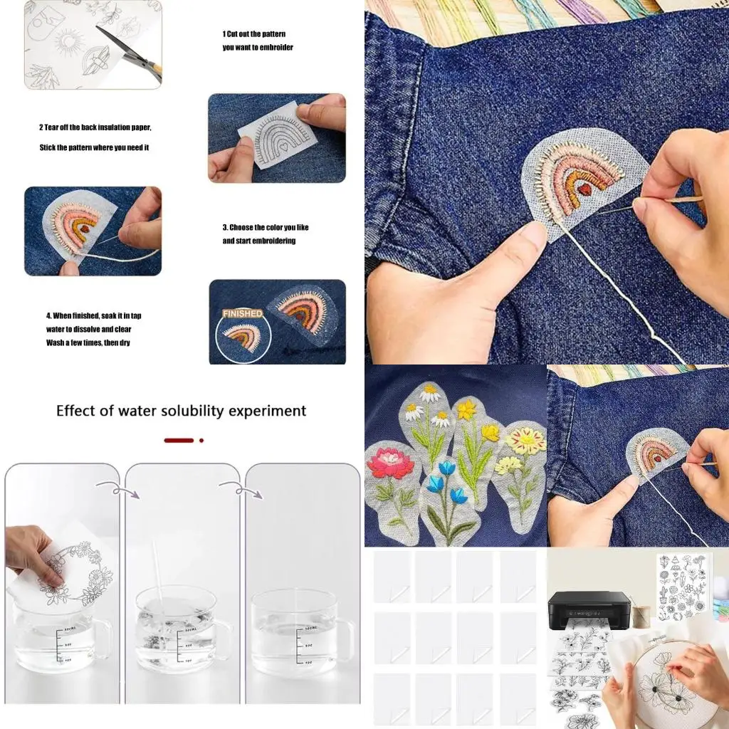 

12Pcs Water Soluble Stabilizer, 22x30cm Water Soluble Embroidery Stabilizer high quality