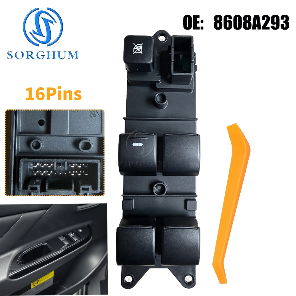 8608A293 Electric Power Window Control Switch For Mitsubishi L200 Triton 2015-up to now Front Left Driver Switch Button 8608A292