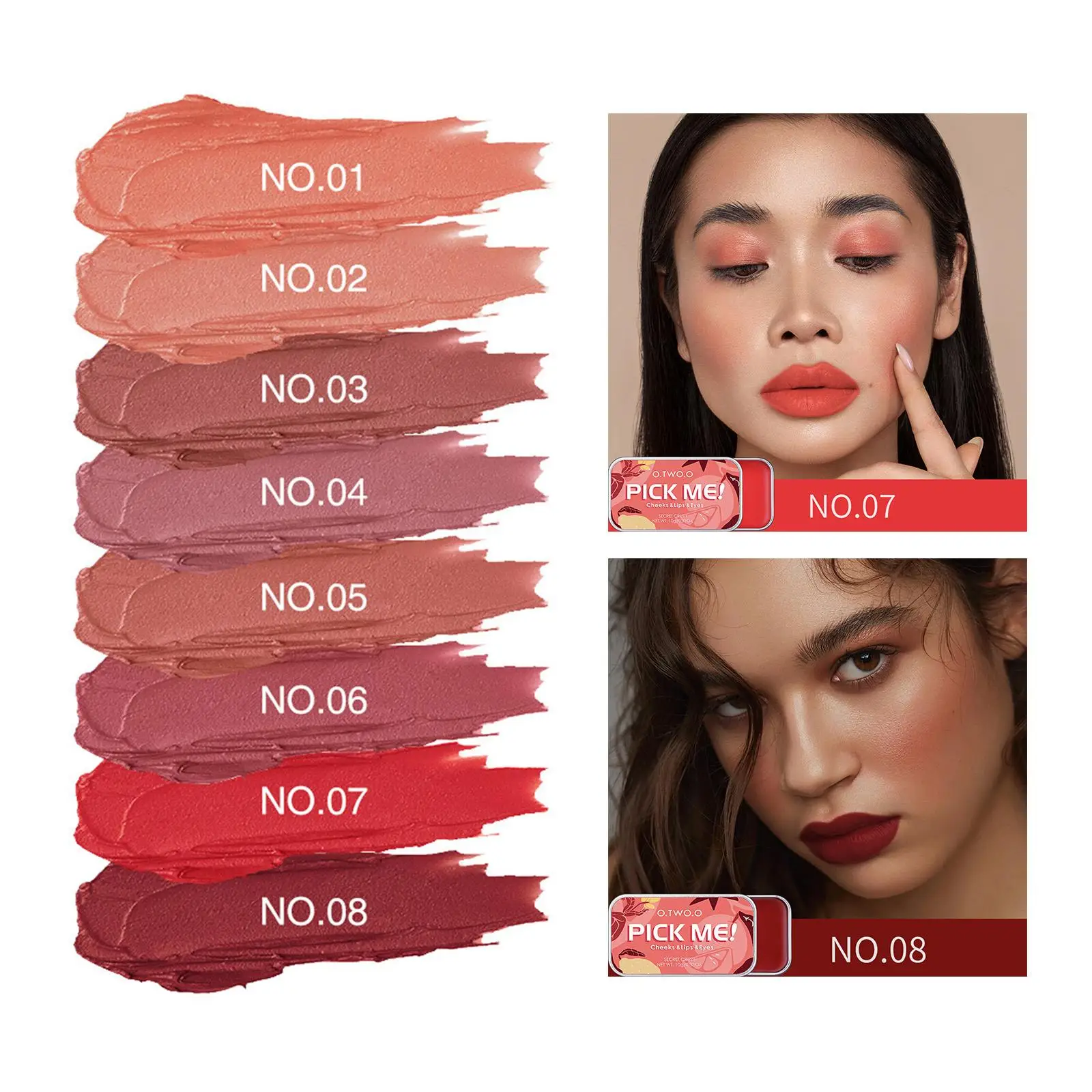 Tavolozza riparatrice per rossetto 3 in 1, ombretto, fard, crema Rouge