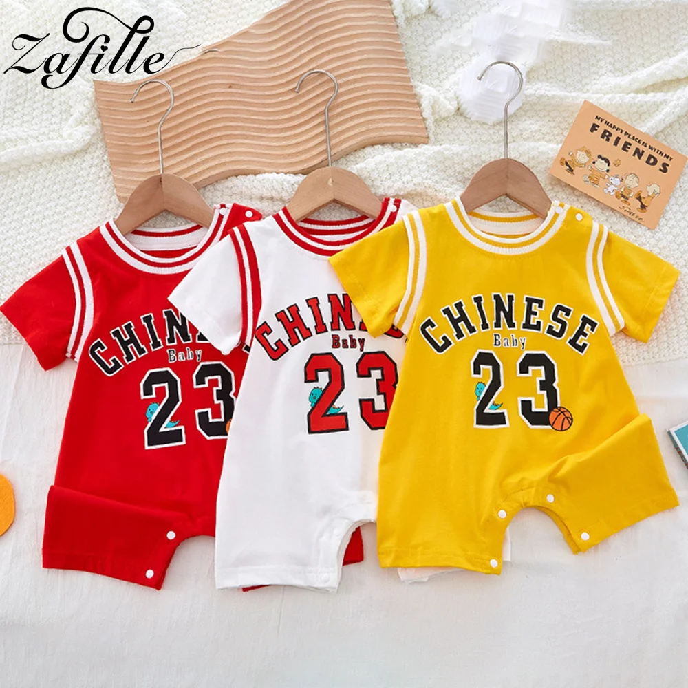 ZAFILLE 2023 Sport Style Baby Costume Boys Basketball Uniform For Boys Summer Newborns Jumpsuit Patchwork Kids Toddler Clothes