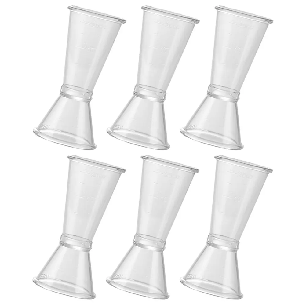 

6pcs Plastic Double-Sided Cocktail Jigger Measuring Cup Bartender Tool Shot Ounce Cup Bar Supplies Transparent Lightweight