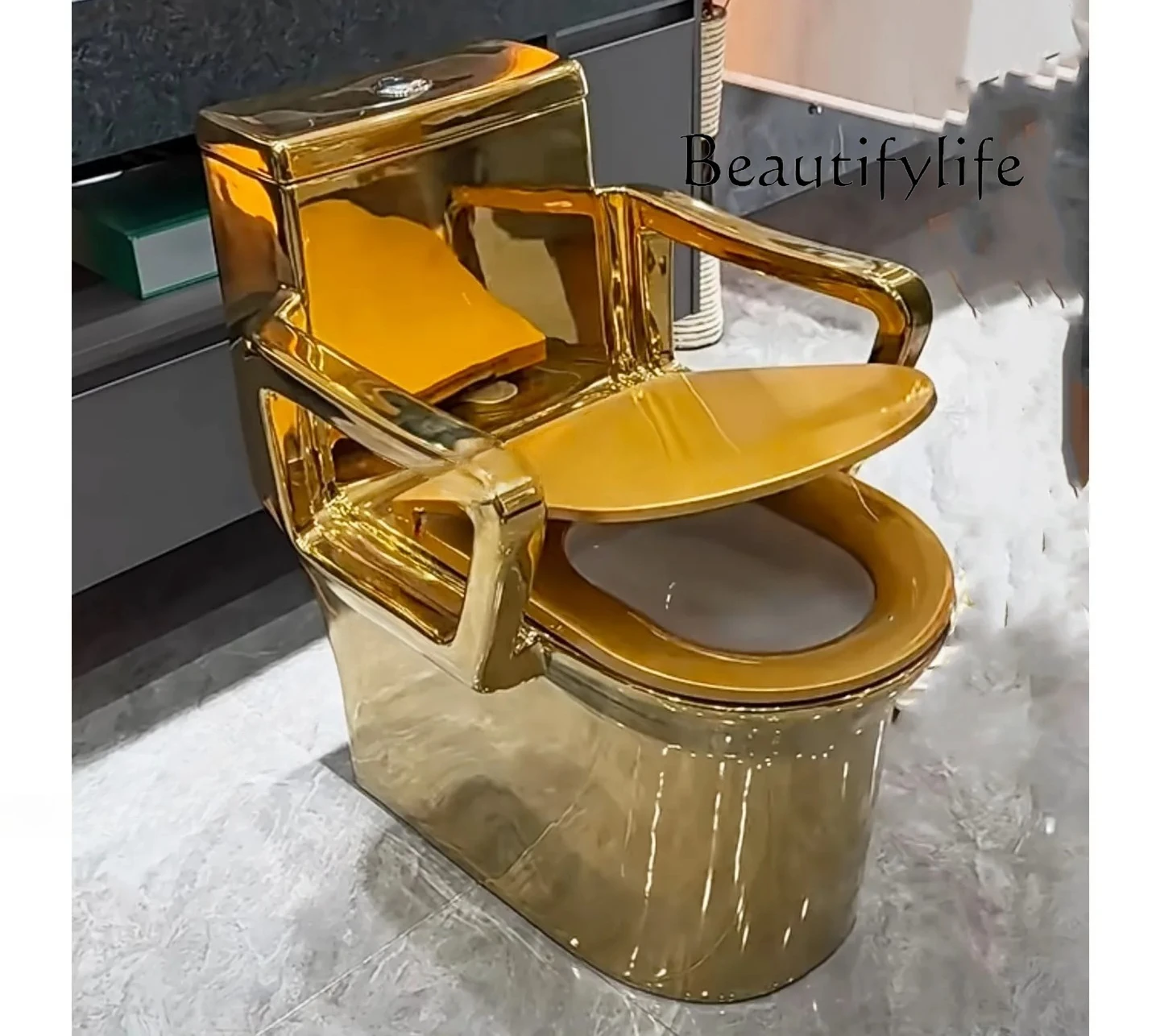 

Креативный золотой сифон для унитаза, водосберегающий бесшумный унитаз большого диаметра, золотой унитаз для местного тирана