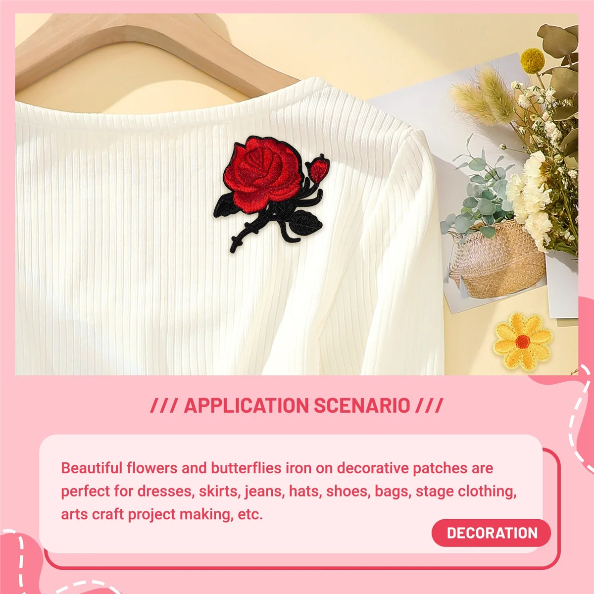 ABQR 16 pièces fleurs papillon fer sur patchs broderie appliques patchs pour artisanat bricolage décor, vêtements, sacs