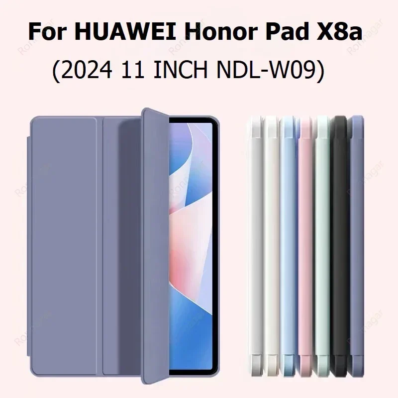 

New Case for Honor Pad X8a 2024 Case Soft Silicone TPU Back Tablet Shell Huawei Honor Pad X8A 11 inch Coque Trifold Funda Stand