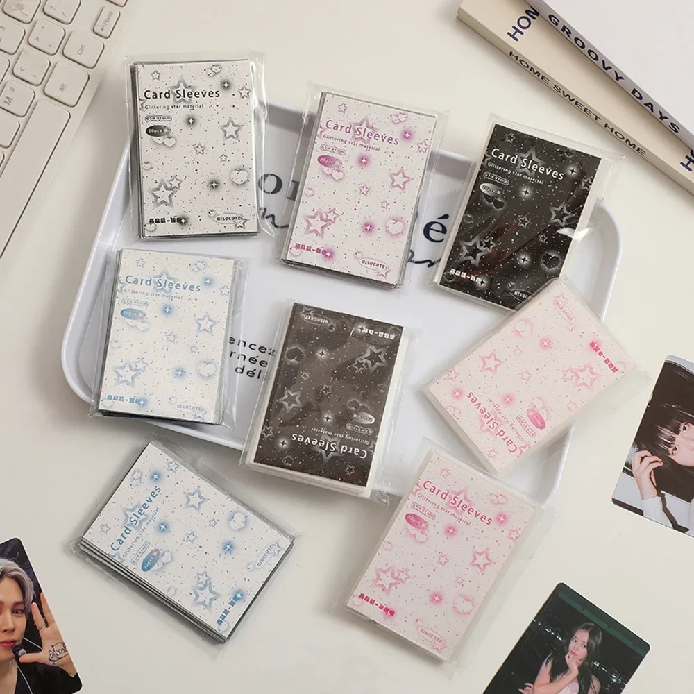 20pcs Kpop Card Sleeves Card Holder 61*91mm Heart Bling Photocard Holder Photo Card Films Cards Protector Photo Cards Protective