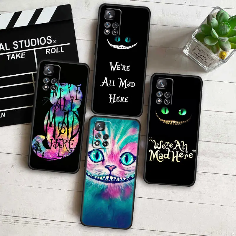 Alice Wonderland Cheshire Cats For Xiaomi Redmi Note 12 10 11 9 Pro Plus Speed 11E 11S 10S 9T 8 5G Black Phone Case Cover