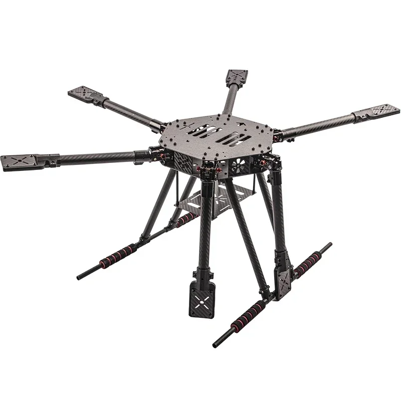 LX850/zd850 Fibra de carbono completa 850 mm Hexa-Rotor Marco Brazo plegable Kit de marco de hexacóptero con tren de aterrizaje flotante para FPV