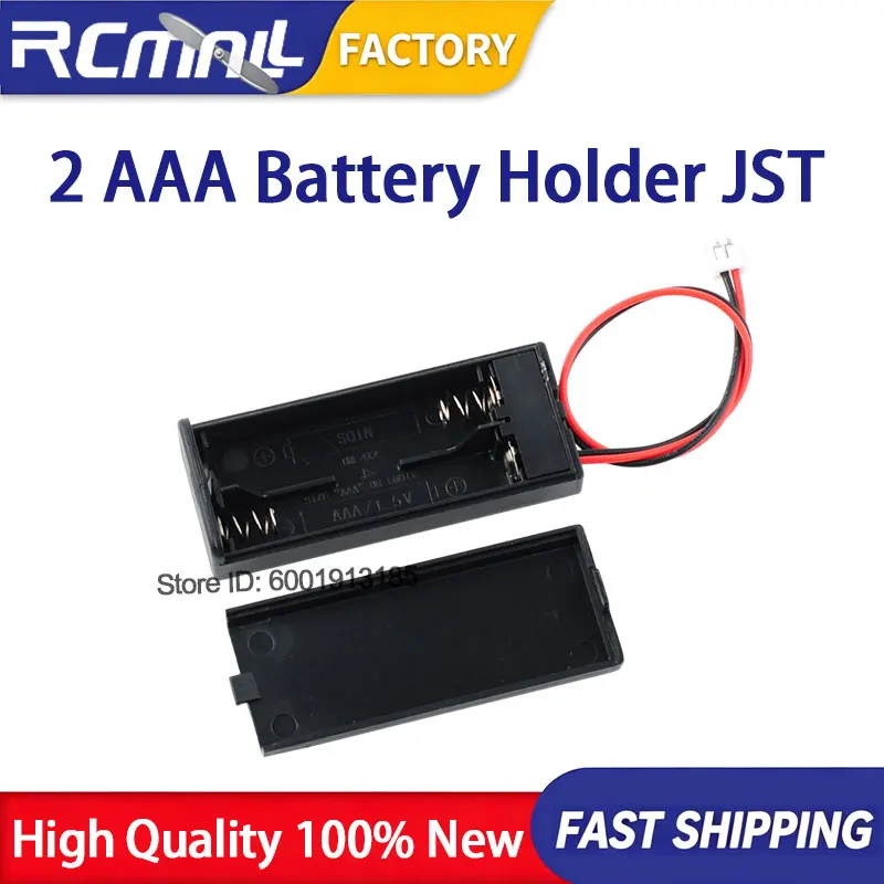 2 Slot AAA Battery Holder Box with Switch Cover JST PH2.0 Connector Line for Microcontroller Development Board Line PC Tool