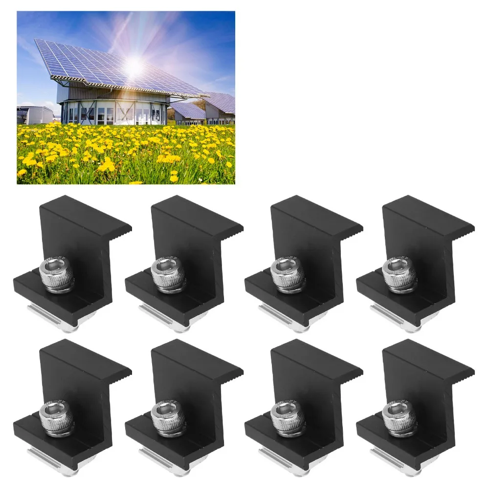 12pcs Reliable Lightweight Solar Panel End Clamp Durable Practical Solar Mounting Bracket Aluminum Solar Clamp For RVs