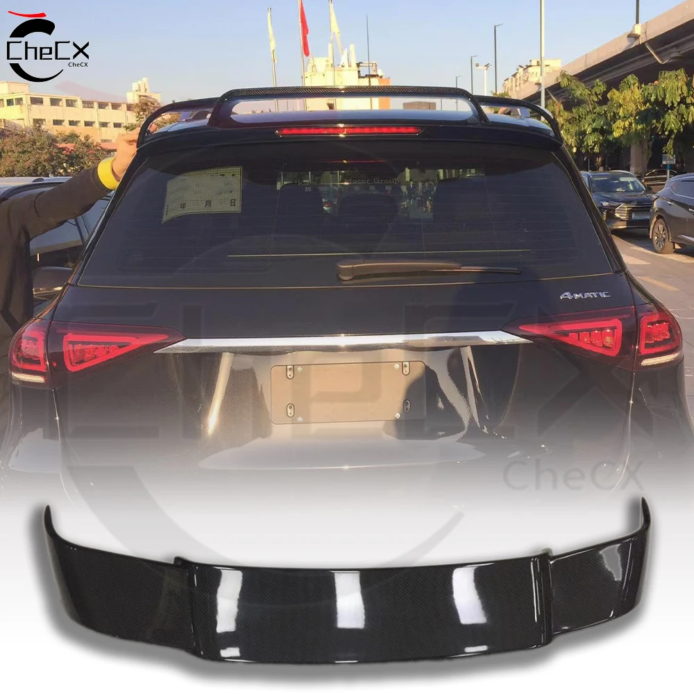 

For Mercedes Benz W167 GLE43 53 63 2020-2024 Fiberglass Material Rear Roof Spoiler Bright Black Roof Decorative Panel（Only AMG）