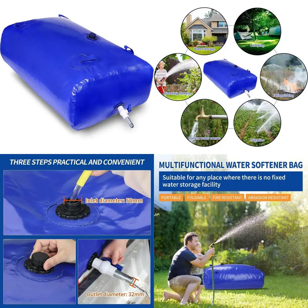 Tanque de água dobrável de grande capacidade - 1400 litros / 370 galões Bexiga de armazenamento portátil para quedas e abastecimento de água de emergência