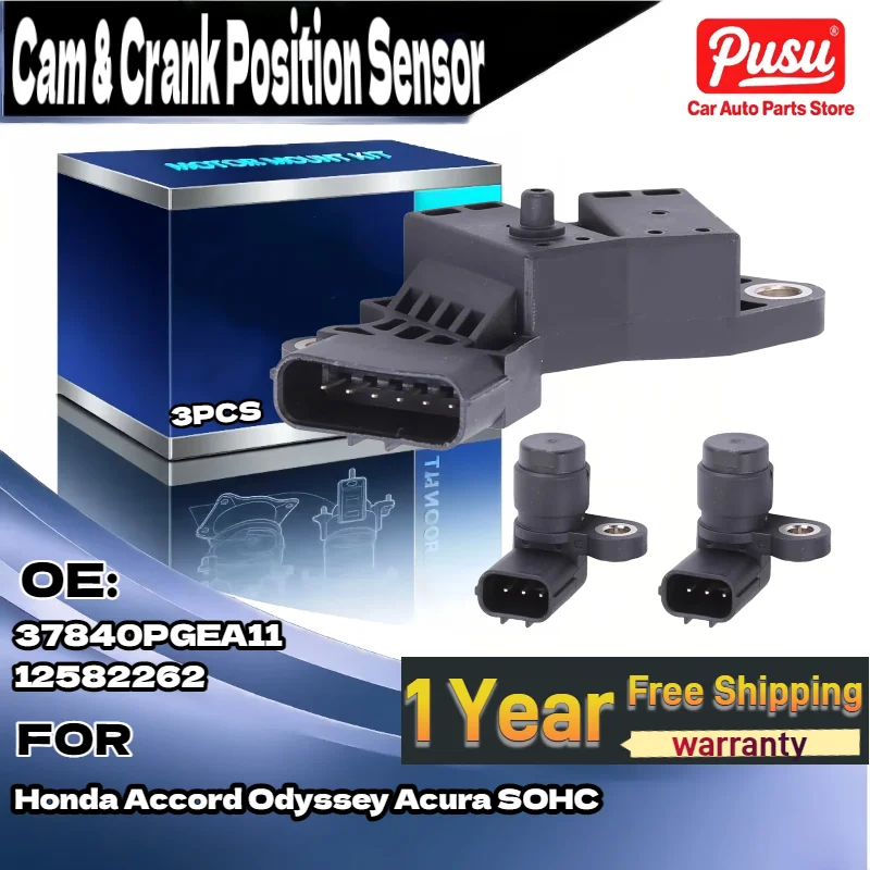 

Для 2 распределительных валов и 1 датчика положения коленчатого вала для Honda Accord Odyssey Acura SOHC OE 37840PGEA11, 12582262