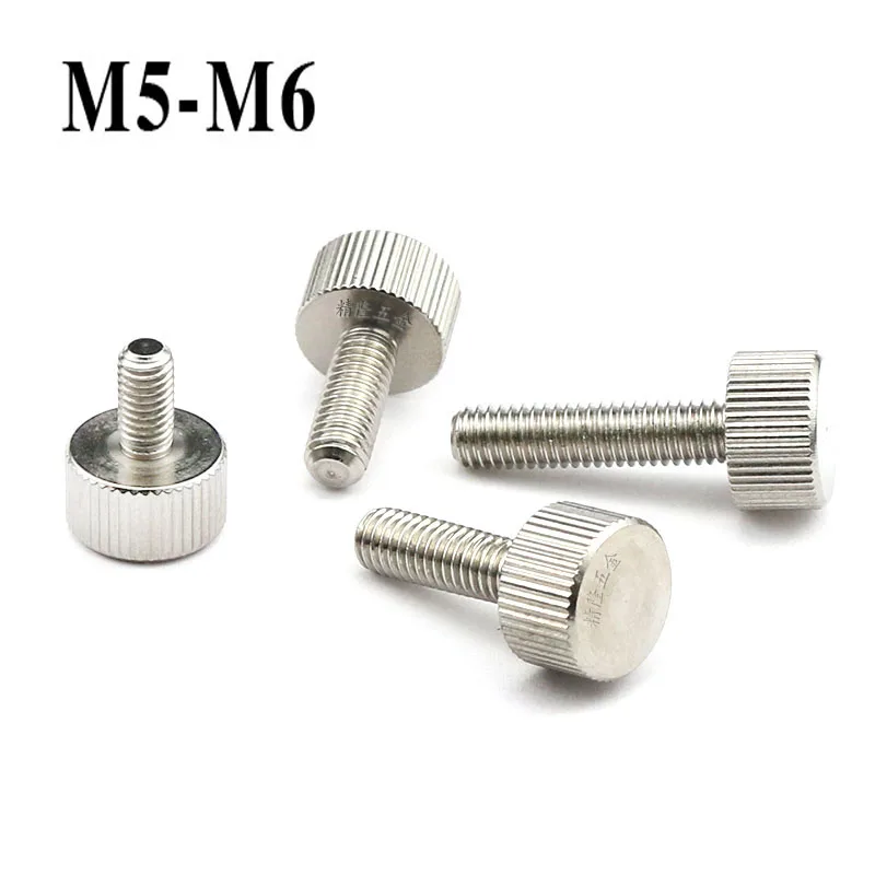 

M5 M6*10/12/14/16/20/25mm Stainless Steel Knurl Flat Round Head Hand Tighten Thumb Screw Knurled Head Manual Adjustment Screws