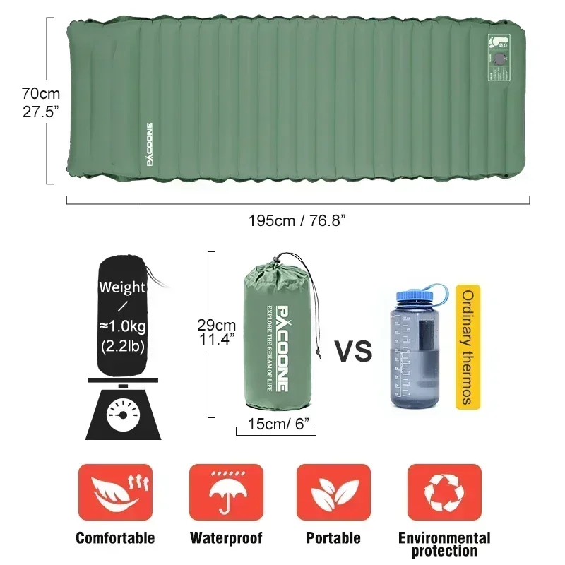 Camping Self-inflating Air Mattress Outdoor Ultralight  Sleeping Pad Can Splicing Inflatable Bed Beach Picnic Tent Air Cushion