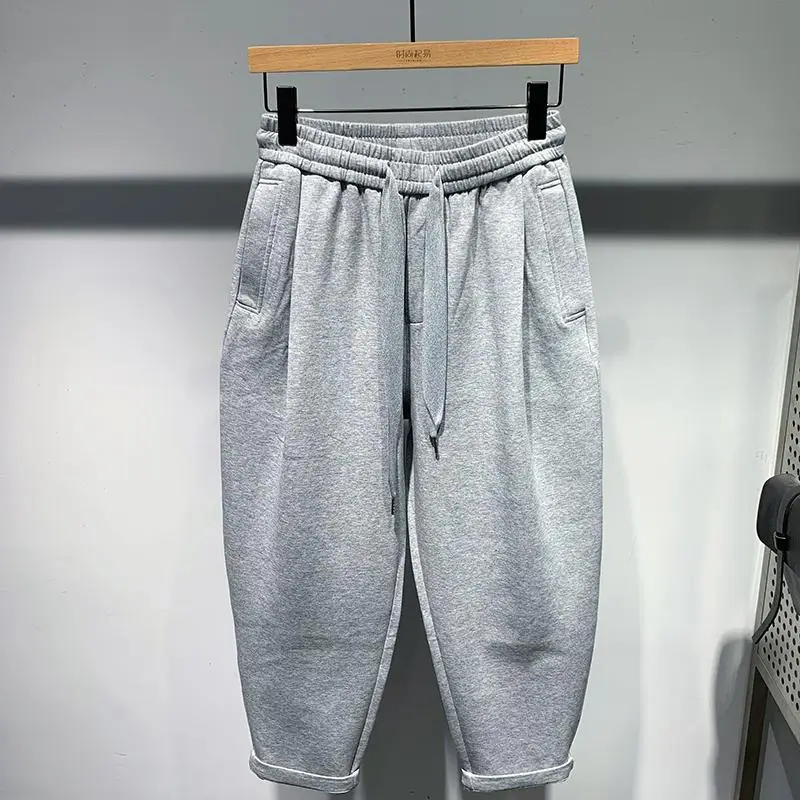 Men Fall 2026 Loose Harem Sweatpants Elastic Waist Casual Tapered Trousers Streetwear Joggers