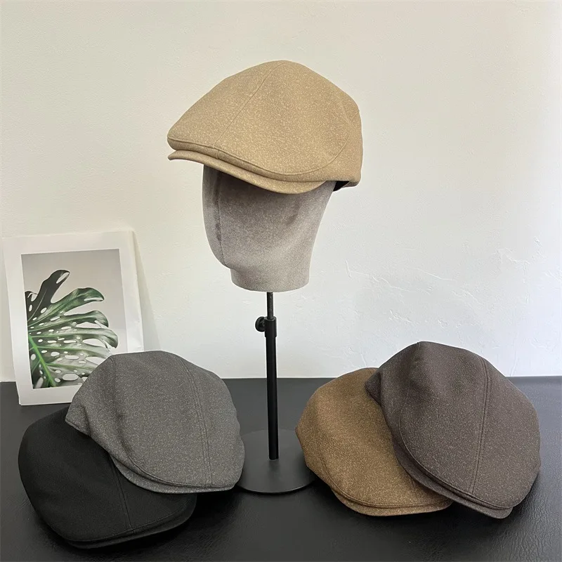 Japanese spotted matte PI leather forward hat autumn and winter new men's and women's retro casual old money style fashion cap