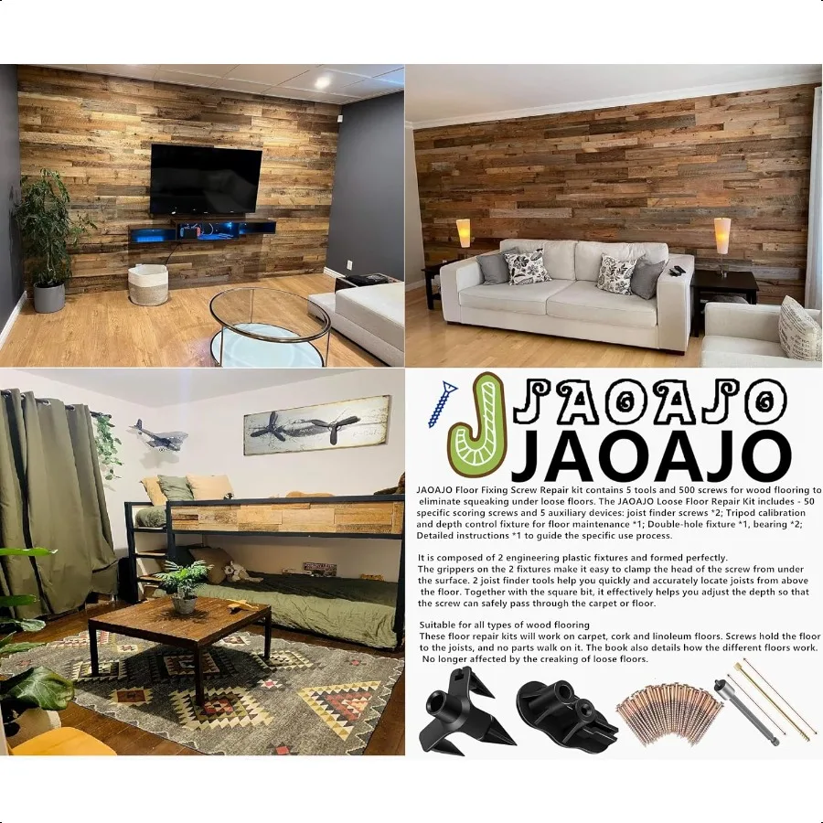 Eliminate Squeaky Noise Floor Repair Kit with 5 Tools and 50 Screws for Wood Floors Eliminate Squeaks Under Carpeted Floors Har