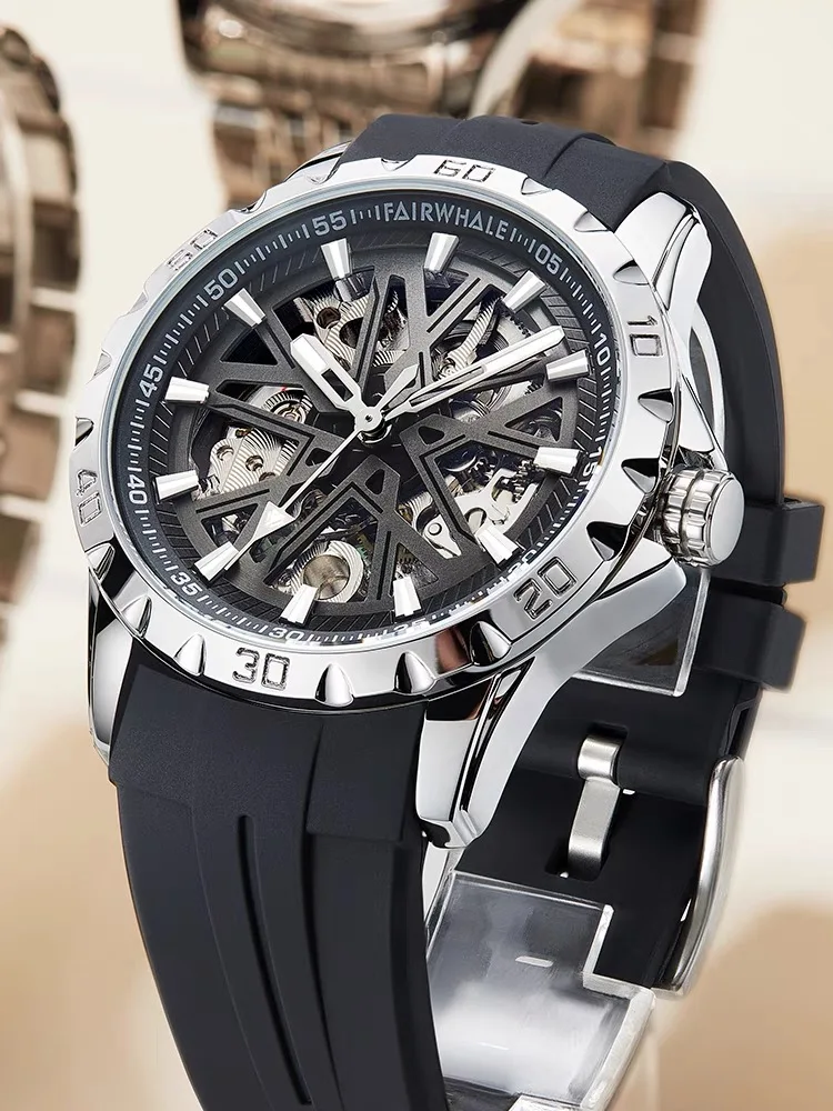 2023 New Luxury Mechanical Watch For Mens Fashion Brand Mark Fairwhale Sports Waterproof Automatic Wristwatch Mans Free Shopping