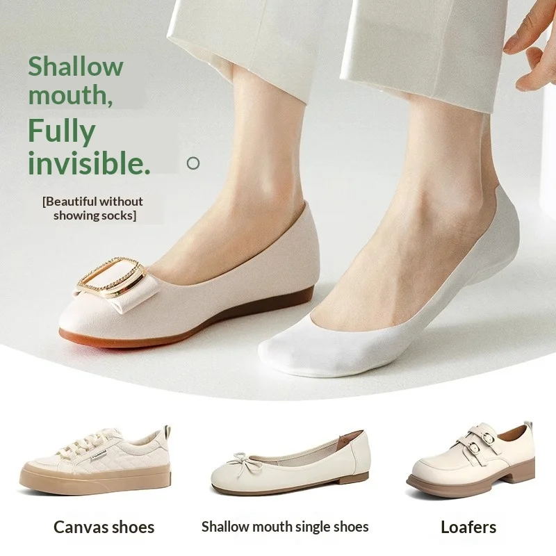 Women Ice Silk No Show Foot Pad Summer Thin Non Slip Liner Foot Pad Cotton Sole Invisible Low Cut Foot Pad for High Heels