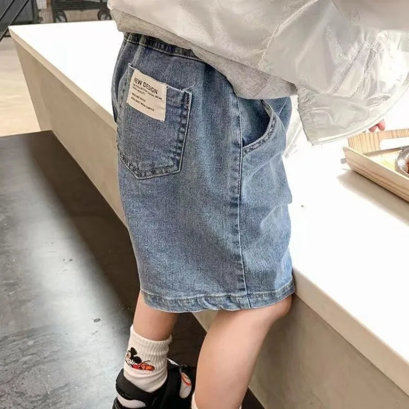 Jeans solto fino infantil, shorts para meninos, capris casual, outwear de verão, baby boys wear, novo, 2024