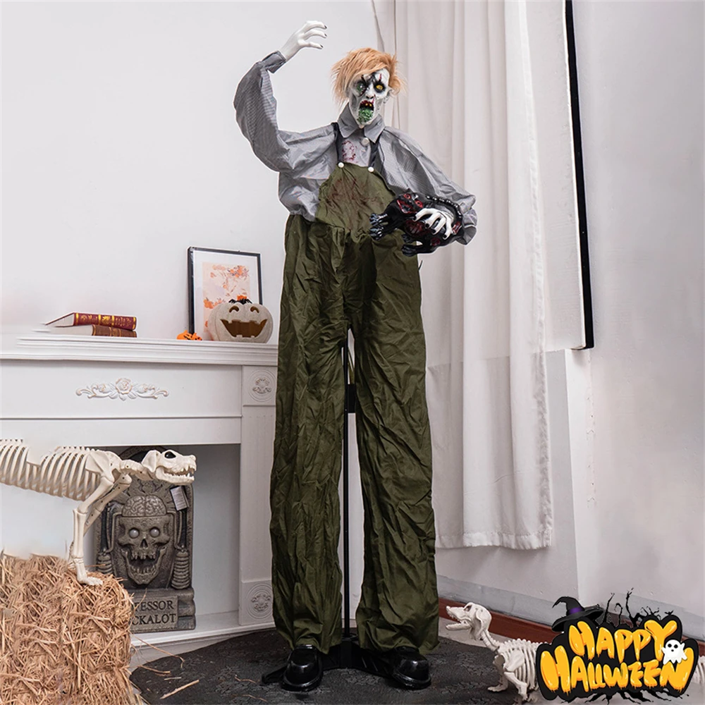 ملابس كبيرة بطول 1.9 أمتار تأخذ محطة زومبي القطية للمنزل المسكون ديكور رعب كهربائي خارجي